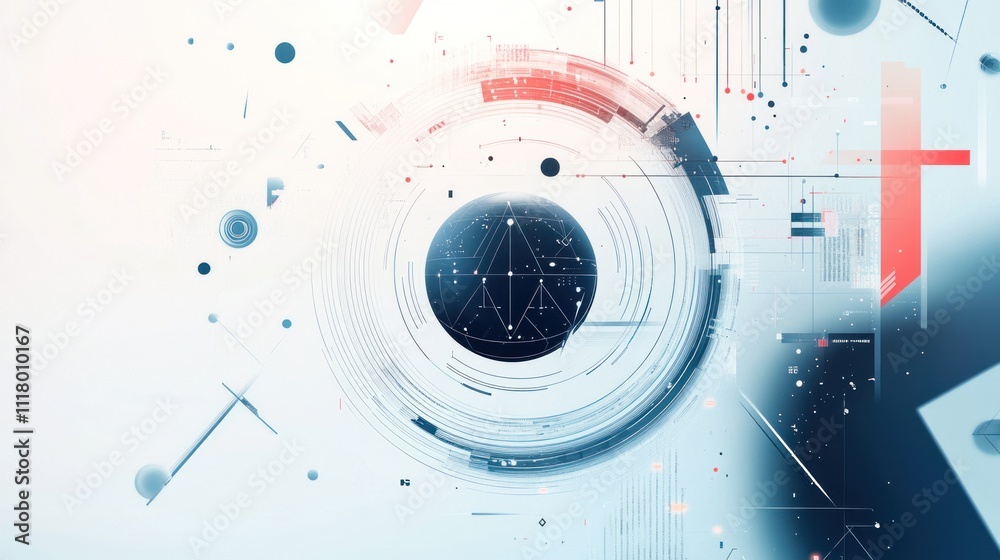 Obraz premium Abstract digital design featuring geometric shapes and a central circular motif.