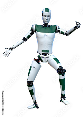 3D Rendering Male Robot on White
