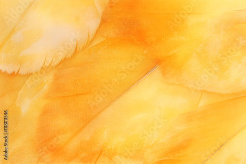 Macro monochrome yellow feather pattern. Background for presentation and design.