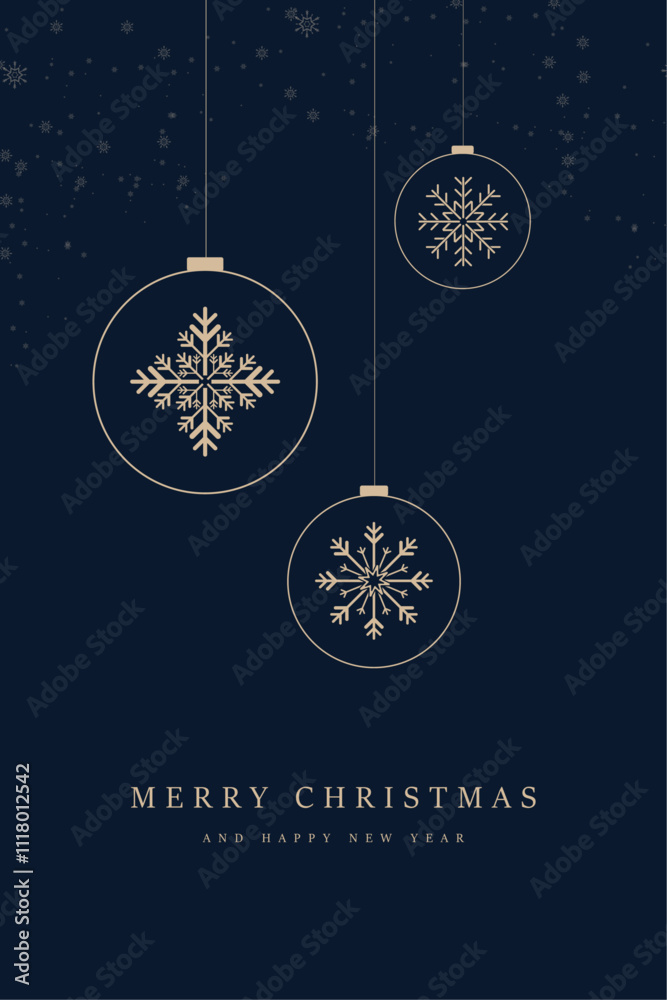A golden greeting card with Merry Christmas and Happy New Year.  premium Merry christmas concepts for banner, card, backdrop luxury design
