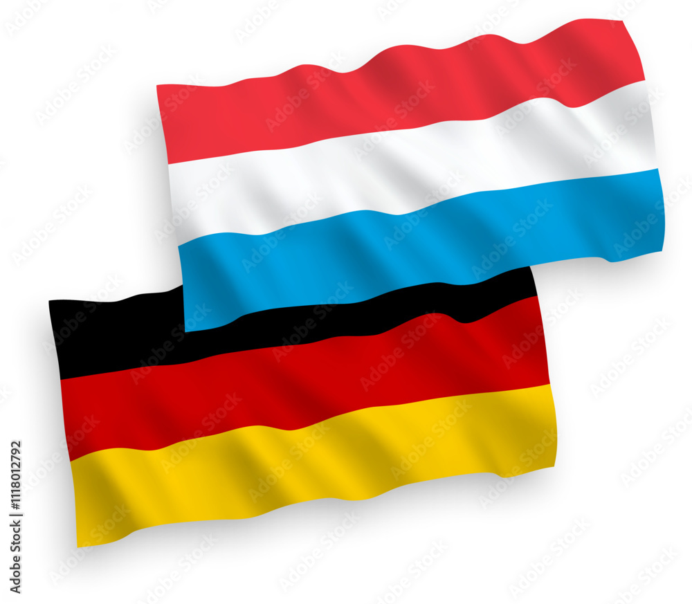 Flags of Luxembourg and Germany on a white background Flags of Luxembourg and Germany on a white background