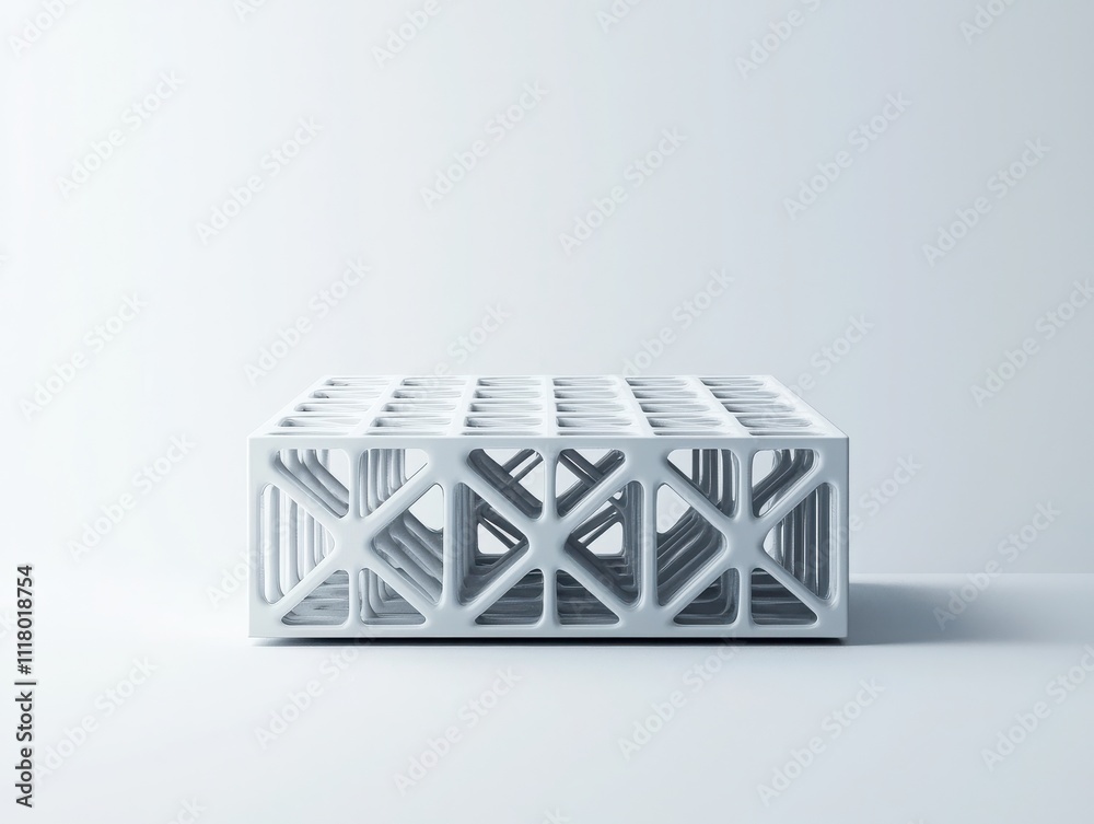 Fototapeta premium Innovative floating metal lattice design modern architecture 3d render minimalist environment aerial perspective futuristic concepts for urban spaces