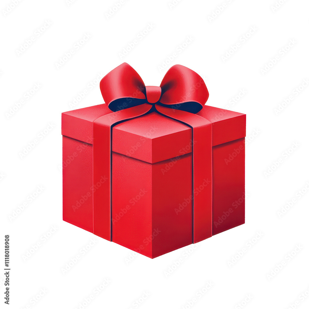 Obraz premium Festive red gift box with a red ribbon, perfect for celebrations and special occasions. transparent background.