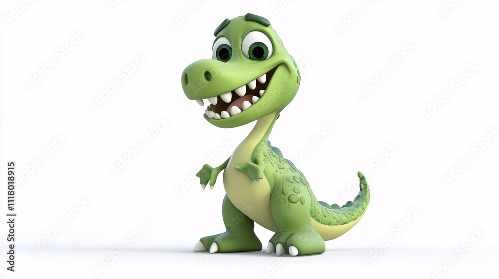 Adorable Cartoon Dinosaur Cute Green Dino Fun 3D Render Childrens Illustration Adorable Cartoon Dinosaur Cute Green Dino Fun 3D Render Childrens Illustration