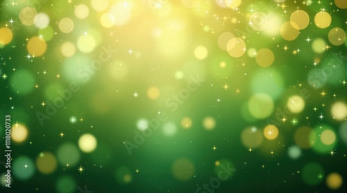 Soft-focus Abstract Green Background with Golden Bokeh