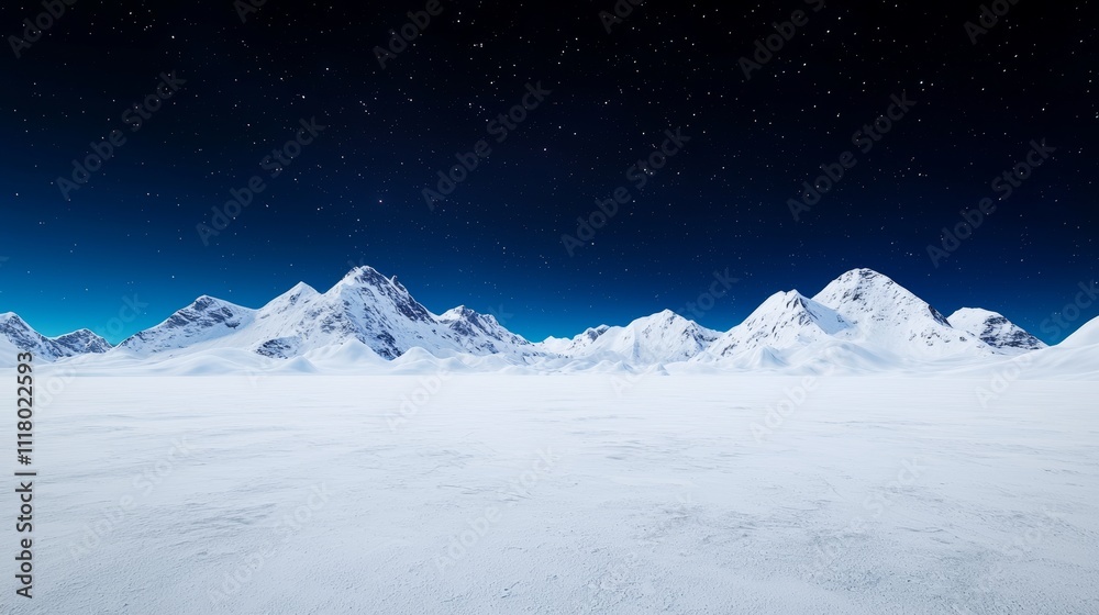 Fototapeta premium A 3D illustration of the night sky above mountains and an icy lake.