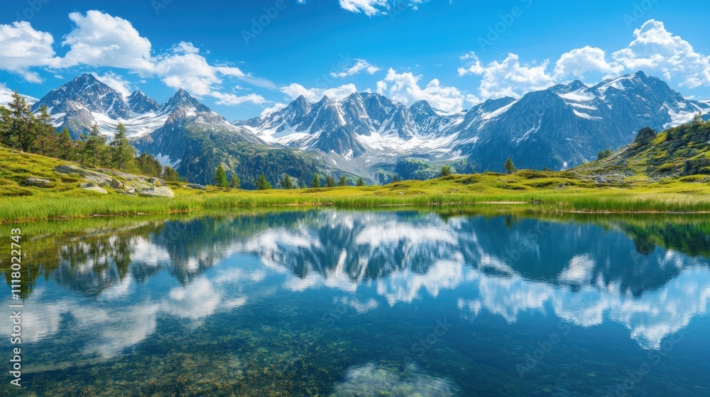 Fototapeta premium Mountain Lake Reflection in the Alps