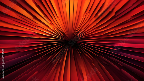 A dark central point with many radiating orange-red lines.

