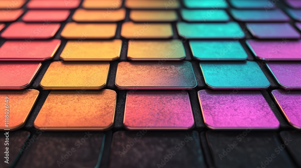 Vibrant Colorful Tiles with Glossy Finish in a Geometric Pattern Design Vibrant Colorful Tiles with Glossy Finish in a Geometric Pattern Design