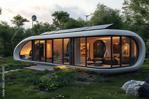 Modern building on a background sky ,3d render
