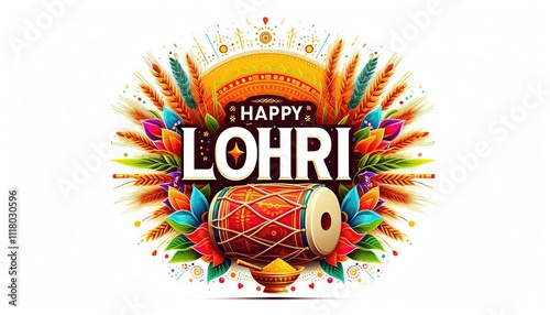 Punjabi festival Lohri celebration bonfire background. Vector illustration.