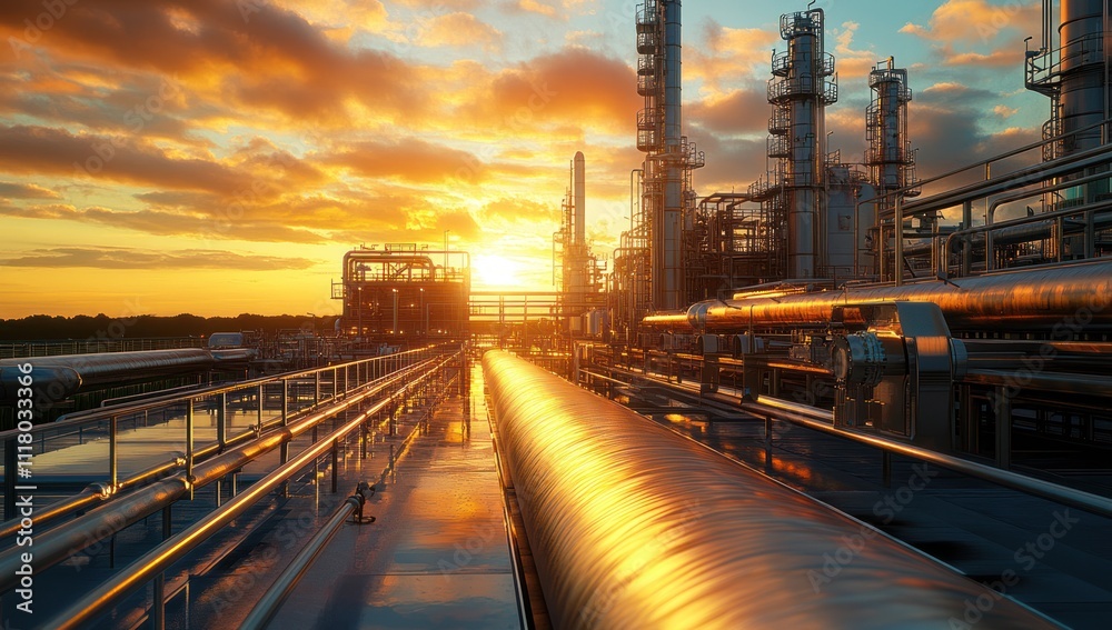 Industrial Sunset: A View from the Refinery Platform
