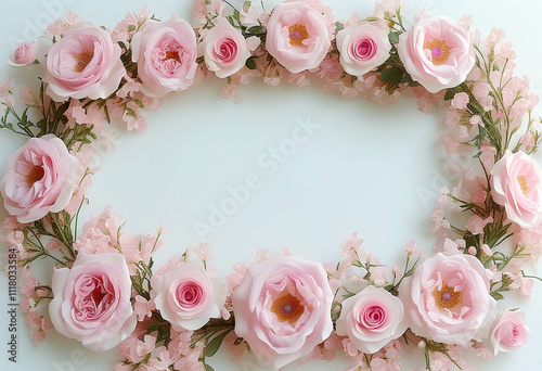 Beautiful pink floral arrangement framing a soft background for creative display