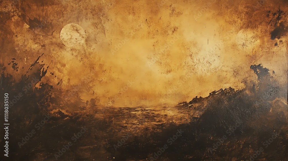 Naklejka premium A stunning atmospheric landscape with warm tones and dramatic skies.