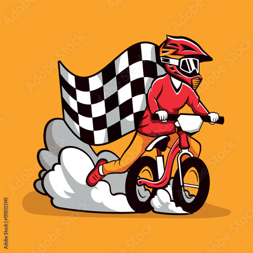 Children riding balance bike for pushbike illustration vector
