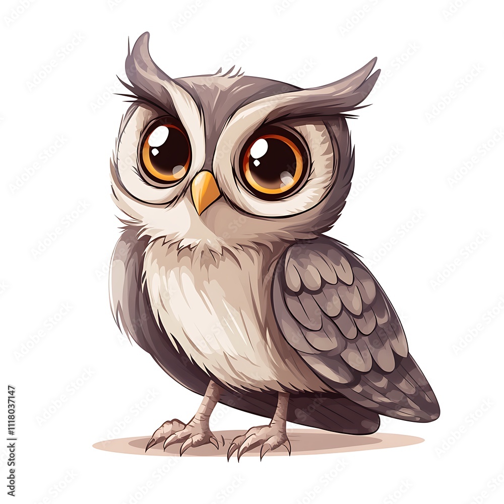 Obraz premium Owl character in anime style on a white background.