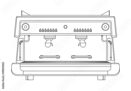 Vector hand drawn line drawing of a manual coffee maker.
