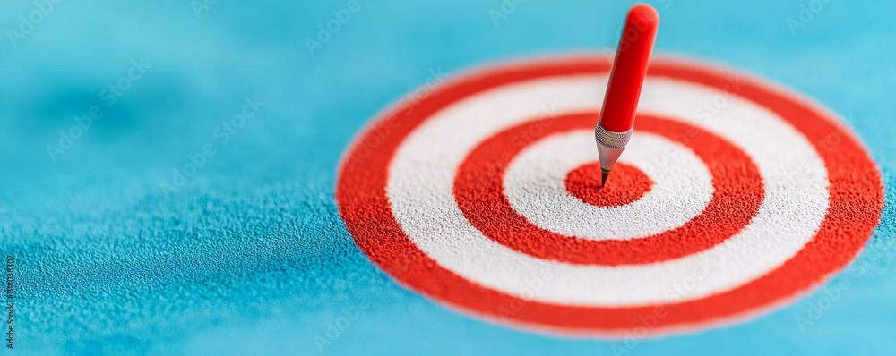 Target with red and white concentric circles and red marker Target with red and white concentric circles and red marker