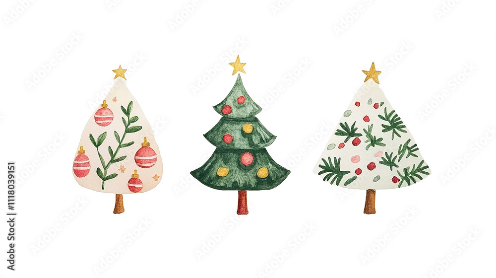 Christmas and Happy New Year background vector. Hand painted watercolor drawing for winter season. Background design for invitation, cards, social post, ad, cover, sale banner and invitation. Christmas and Happy New Year background vector. Hand painted watercolor drawing for winter season. Background design for invitation, cards, social post, ad, cover, sale banner and invitation.