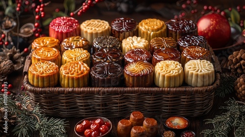 Beautiful assortment of mooncakes for festive celebrations and gatherings