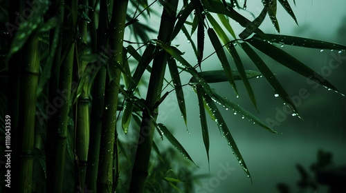 Misty Bamboo Forest in Rain