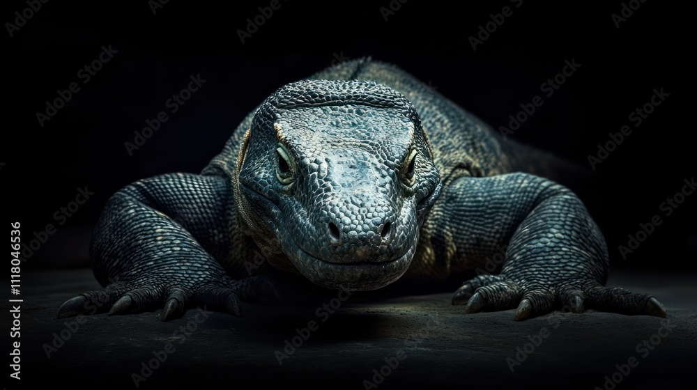 Obraz premium komodo dragon on a dark background