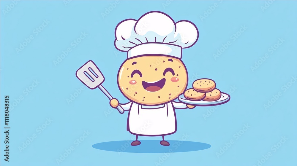 Happy Cookie Chef Cartoon Character Baking Cookies Illustration Happy Cookie Chef Cartoon Character Baking Cookies Illustration
