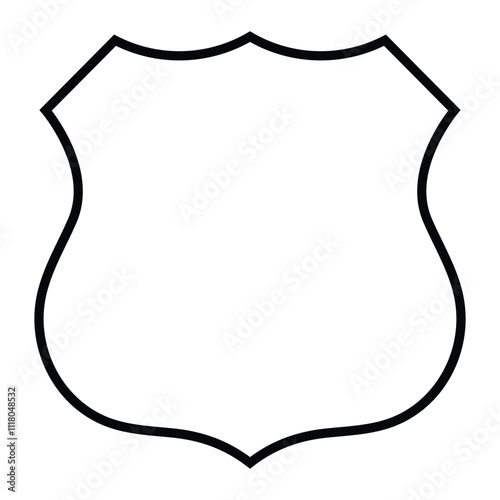 Blank American route shield sign vector icon. Road sign, highway sign, blank road marker symbol. Black outline silhouette isolated on white background.