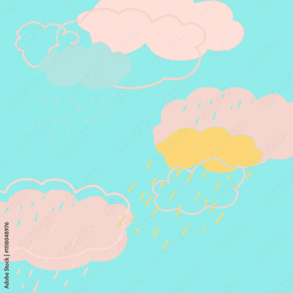 北欧風の雲の背景素材イラスト13 北欧風の雲の背景素材イラスト13
