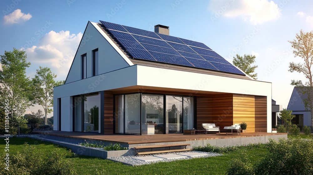 Modern House with Solar Panels Modern House with Solar Panels