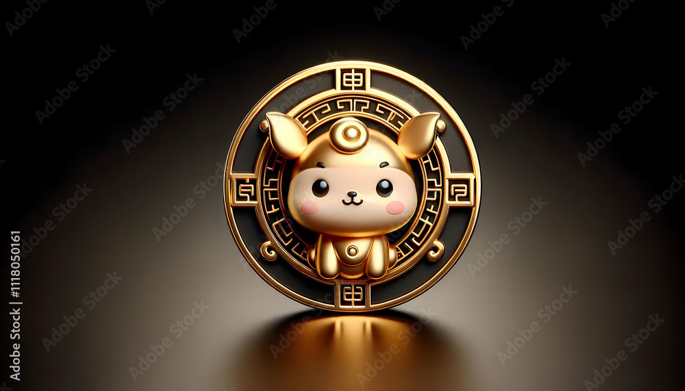 3D Glossy black background with golden Chinese zodiac wheel and copy space above. concept as A glossy black backdrop featuring a golden Chinese zodiac wheel symbolizing the cycle of time and fortune d 3D Glossy black background with golden Chinese zodiac wheel and copy space above. concept as A glossy black backdrop featuring a golden Chinese zodiac wheel symbolizing the cycle of time and fortune d