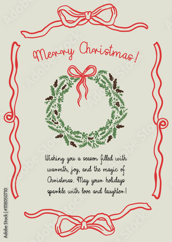 Whimsical style vector Chrismtas Cocktail Party invitation