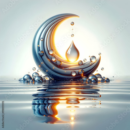 3D Glossy light reflection on water surface symbolizing clarity and epiphany with copy space concept as A glossy background featuring light reflections on a water surface symbolizing clarity and epiph photo