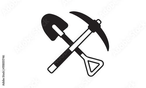 Shovel icon vector design stock illustration-the hammer Calligraphy t shirt design, card, flyer, Hand drawn lettering phrase, svg Files for Cutting Cricut and Silhouette, EPS 10 photo