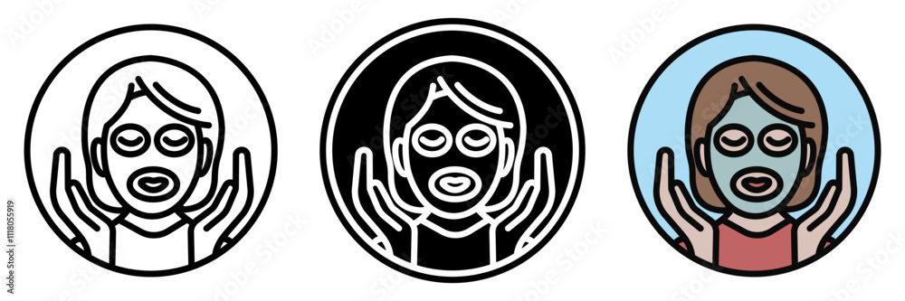 Facial Mask icon is a skincare product applied to the face, designed to hydrate, detoxify, or brighten skin with deep-nourishing effects. Facial Mask icon is a skincare product applied to the face, designed to hydrate, detoxify, or brighten skin with deep-nourishing effects.