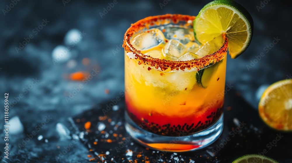 Vibrant cocktail with citrus and spice flavors. Vibrant cocktail with citrus and spice flavors.