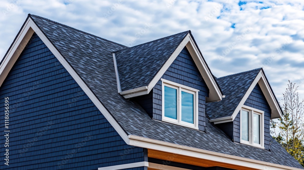 Blue House Roof with Dormer Windows Blue House Roof with Dormer Windows