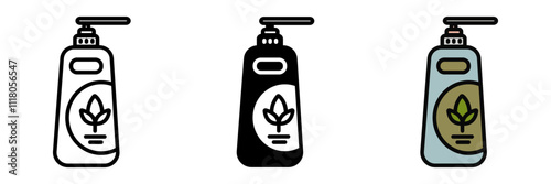 Shampoo Bottle icon is a container holding cleansing liquid for hair, designed to remove dirt, oil, and buildup for healthy, clean hair.