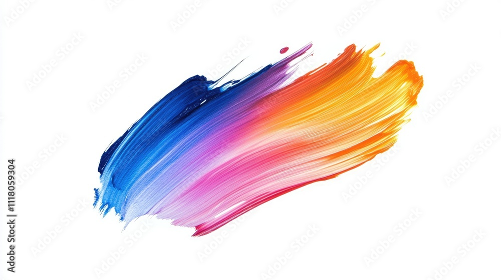 A single artistic smear of gradient colors in thick brush strokes, isolated on plain white
