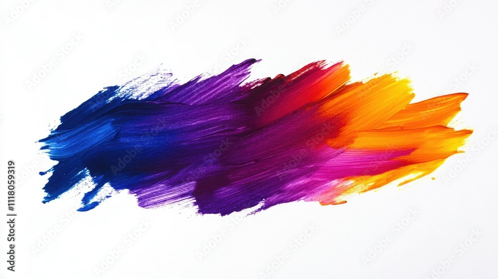 A single artistic smear of gradient colors in thick brush strokes, isolated on plain white A single artistic smear of gradient colors in thick brush strokes, isolated on plain white