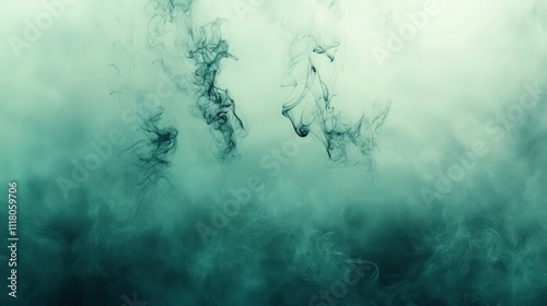 A captivating gradient composition with cool teal tones dominating the upper canvas, gradually blending into muted gray-green shades at the bottom. 