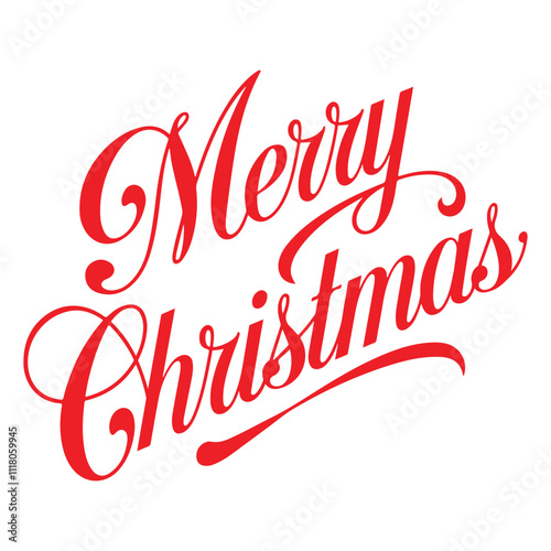 Merry Christmas typography in red color