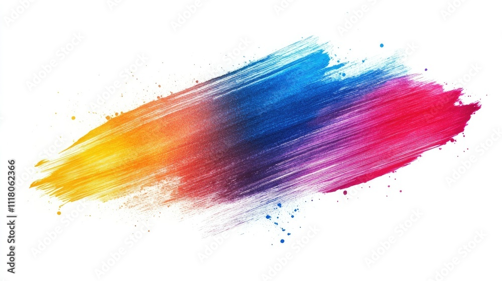 Abstract artistic brush stroke featuring a colorful gradient smear with texture, on white Abstract artistic brush stroke featuring a colorful gradient smear with texture, on white