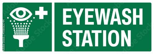 ISO emergency and first aid safety upper case text_eyewash station_landscape size 1/2 a4,a3,a2,a1	
