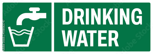 ISO emergency and first aid safety upper case text_drinking water_landscape size 1/2 a4,a3,a2,a1	
