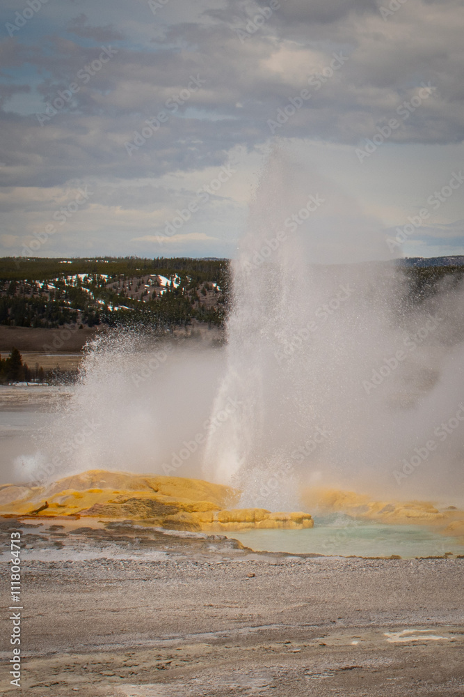 Clepsydra geyser erupting, Yellowstone National Park Clepsydra geyser erupting, Yellowstone National Park