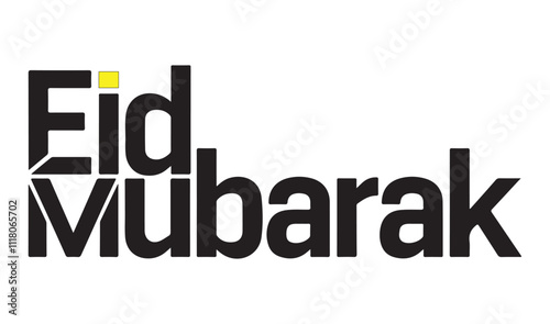 eid mubarak black color typography on white background