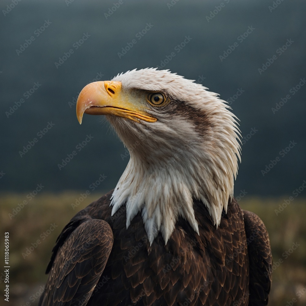 Obraz premium A bald eagle with a powerful beak
