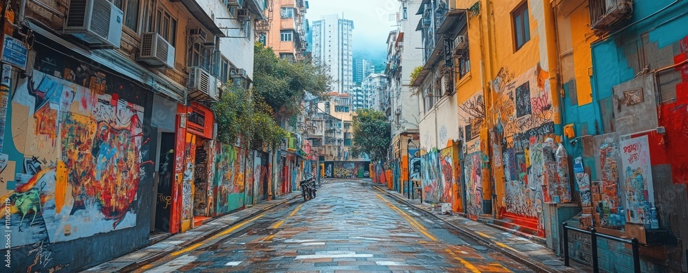 Fototapeta premium A mural-covered building wall, showcasing street art culture