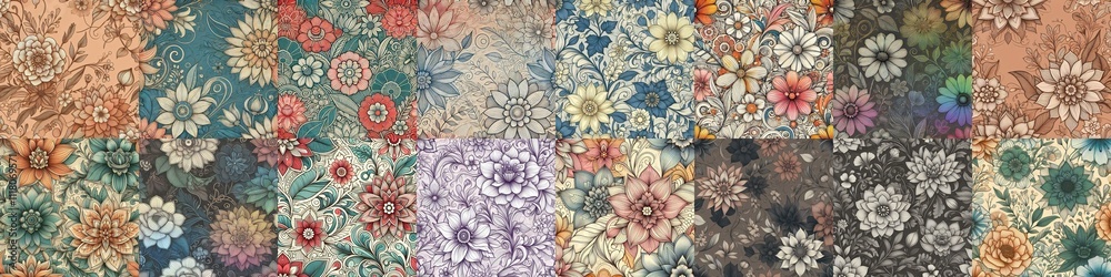 Flowers in line drawing style art. AI generated illustration Flowers in line drawing style art. AI generated illustration